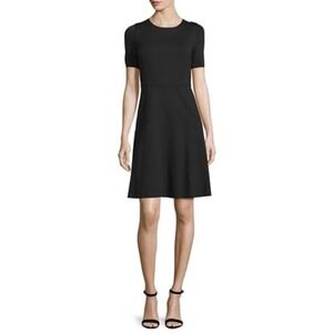 Elie Tahari 'Maria' Fit & Flare Short-Sleeve Black Dress | Women's 10 | EUC